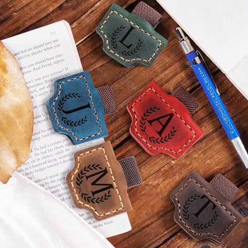 Personalized Leather Magnetic Bookmark with Pen Holder, Bookmark 26 Letters Name Initial Bookmarks for Readers, Book Lover Gifts for Women Men Notebook Accessories (Purple, W) - color: Purple, size: W