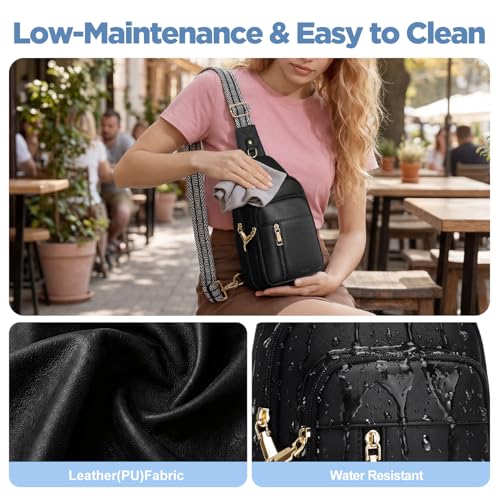 Anti Theft Crossbody Bags for Women RFID Sling Purse Travel | Crossbody Travel Purse: 4 RFID Slots, 6 Pockets Fit 7.9" Tablet, 7L Reversible Design, Hands-Free, Travel, Work & Gift Ready - color: Black