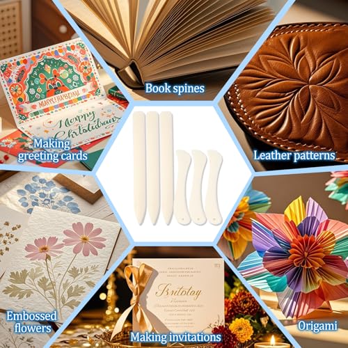 9 Pcs Bone Folder Tool Scoring Tool Bone Tool Paper Folding Tools | Folding Bone for Paper Book Binding Kit Leather Burnishing Card Making for Folding Scoring Creasing Origami Scrapbooking - size: 9 PCS