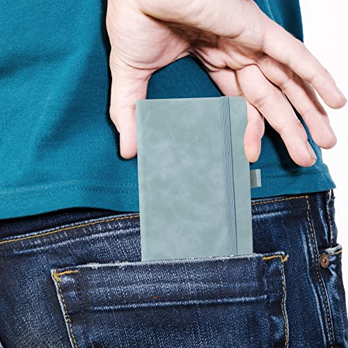 2Pack Pocket Notebook Small Notebook Journal Notebook 4 inches x 5.7 inches 200 Pages Leather Cover With Pen Holder Page Marker Ribbons(Blue) - color: Blue