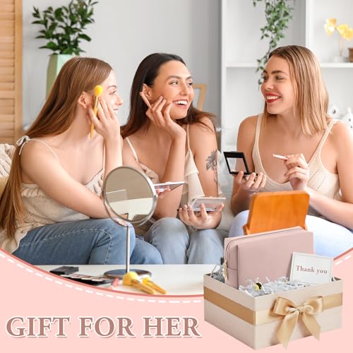 Kigeli Leather Makeup Bag PU Leather Cosmetic Pouch Wide-open Waterproof Toiletry Organizer with Dividers Travel Bag Birthday Valentine's Day Gifts for Women Friend Sister Daughter BFF(Nude Pink) - color: Nude Pink