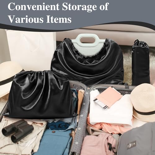Ersmak 6 Pack Dust Bags for Handbags - Black Silk Dust Cover Bag for Purses Shoes - Satin Drawstring Dustproof Bags for Travel Storage - 23.6 x 19.7 In - color: Black, size: 23.6 x 19.7 In