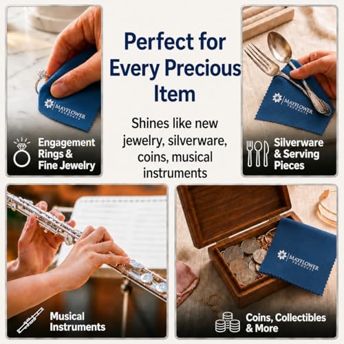 Jewelry Polish Cleaning Cloth for Silver, Gold, Platinum, and Diamond Rings - color: Blue