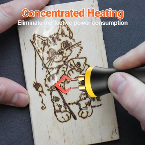 LH20 Portable Wood Burning Pen Kit - 30 Tips, Adjustable Temperature up to 800°C/1472°F, 25W Fast Heating, Safe for Pyrography on Wood & Leather