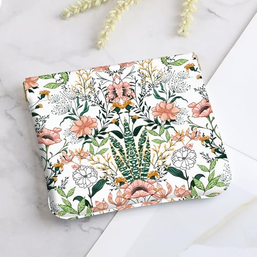 2Pcs PU Leather Small Squeeze Coin Purse Pouch Mini coin Bag Unique And Cute Wallet Cosmetic Bags Change Bag For Women Girls Men （Red and pink flowers - color: Red and pink flowers