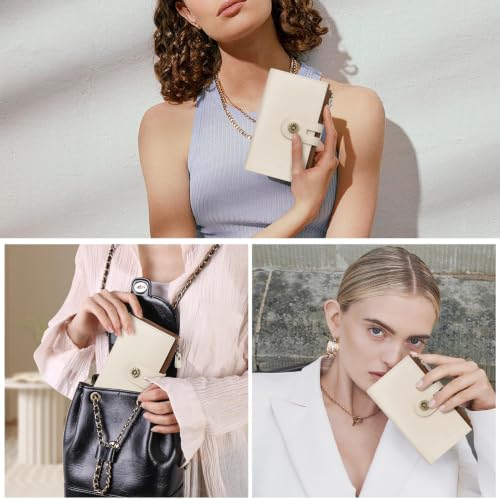 Full Real Leather Trifold Wallet for Women With RFID Blocking - color: a3-whitebrown