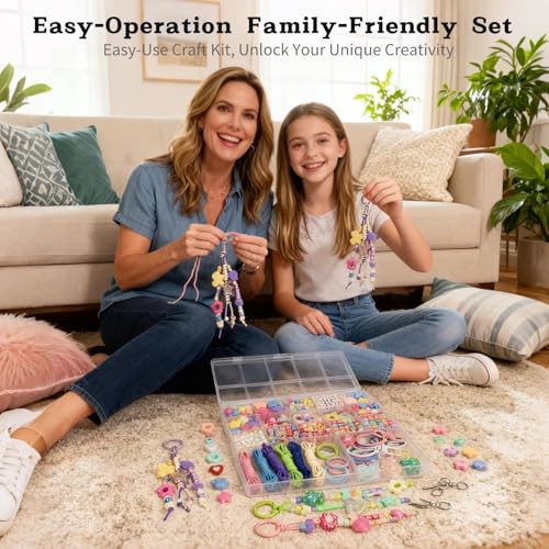 Kupor 480PCS DIY Keychain Making kit - Vibrant Color Beads with Organized Storage Box, Versatile Bag Charms Supplies, Multi-Functional Bead kit for Keychains/Bag Charms, Beginners Craft Lovers Gift