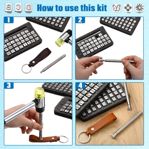70 Pieces Leather Stamping Tools, Leather Stamping Kit with 2 Pcs Punch Tools, 68 Pcs Metal Letters, Numbers and Professional Capital Letter Pattern Craft Stamps Punch Set Tool