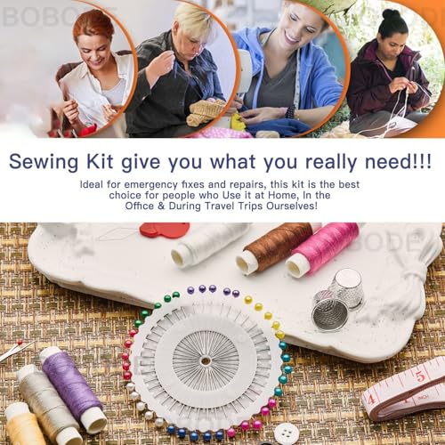 Bobode Printing Sewing Kit Travel Basic Sewing Kit for Adults, | Chrysanthemum Pattern Small Sewing Set 87 PCS Professional Sewing Supplies Accessory for Emergency,Beginners - color: Chrysanthemum