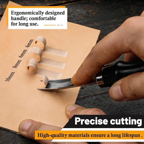 CBHGFEA 4 Size Leather Edge Skiving Bevelers Tool Set (4mm 6mm 8mm 10mm)
