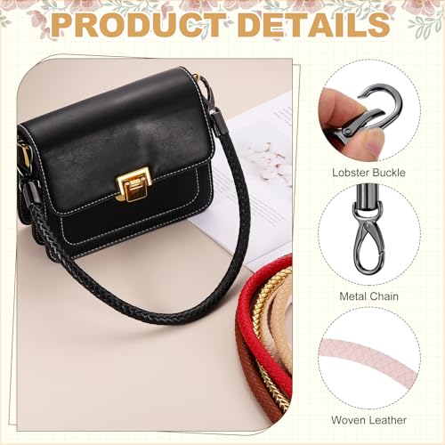 MECCANIXITY Braided Purse Strap, PU Leather Purse Strap Handle Replacement for Handbag Tote Underarm Bag Making - color: Light Pink