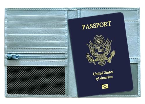 Chambray RFID Genuine Leather Passport Wallet - color: Chambray