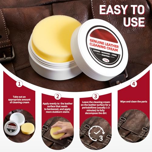 Leather Cleaner Cream & Repair Cream， Leather Cleaner and Conditioner for Car Seats and Interiors -Use on Repair Conditioning Salve for Furniture,Couches,Car Interiors,Shoes,Purse Bags (150g)