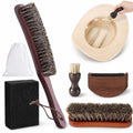 5 Pcs Felt Cowboy Hat Cleaning Brush Set, Horsehair Clothes Shoe Brush Kit