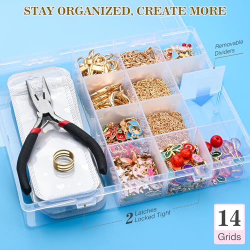 656Pcs Keychain Making Kit: Gold Jewelry Making Supplies, DIY Crafts bulk | 198 Charms 30 Keychain Clips with Organizer Box, Lip Gloss Key Chain Kits, Cute Bag Charm Kit for Backpacks Accessories