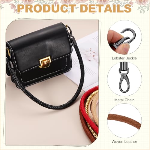 MECCANIXITY Braided Purse Strap, PU Leather Purse Strap Handle Replacement for Handbag Tote Underarm Bag Making - color: Light Brown