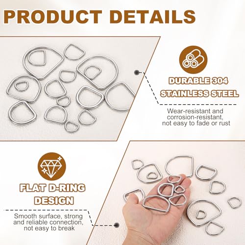 Metal D Ring Thick D Buckle Solid Welded Flat Dee Ring, for Backpack Wallets Leather Straps Webbing Pet Collars - size: 3/4"(4mm)