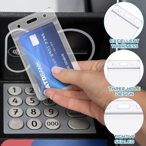 100 Pack Vertical ID Badge Holders, Clear Waterproof Plastic Card Holder - size: 100 Pack
