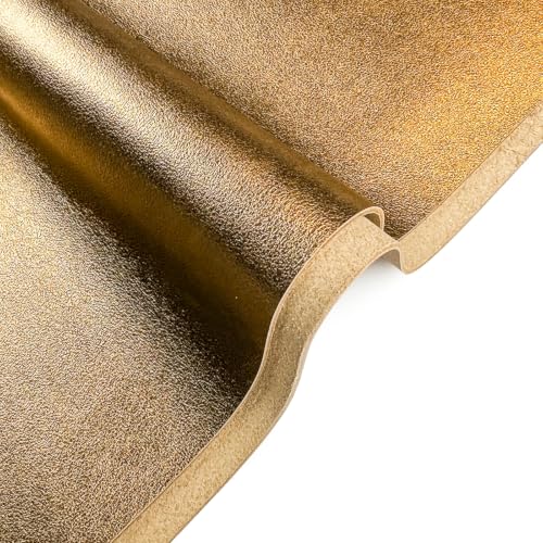 Real Dark Gold Metallic Leather: Genuine Shiny Leather with Metallic Top for Sewing, Crafting and Jewelry Making (Dark Gold, 12x18In/ 30x45cm) - color: Dark Gold, size: 12x18In/ 30x45cm