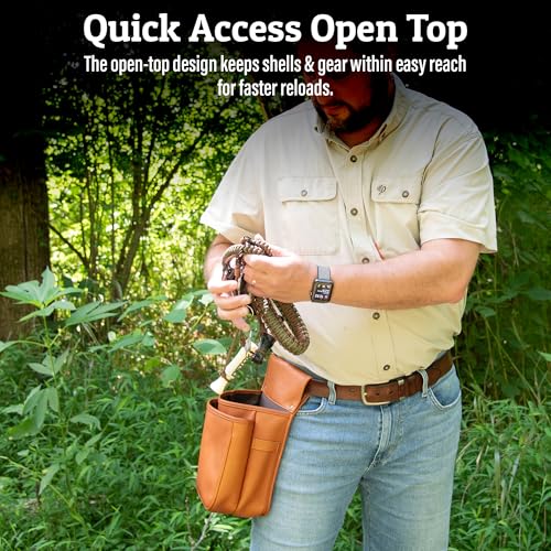 Sarge Regal Shotgun Shell Bag, Top Grain Leather Hunting Pouch, Belt Loop
