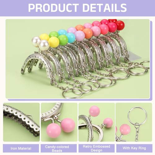 uxcell 2 Pcs Metal Purse Frame, 5cm/1.97" Beads Silver Kiss Lock Clasp Arch Embossing Bag Frames with Key Ring for Purse Making Clutch Bag Coin Purse, Yellow - color: Yellow