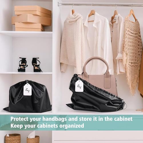 6 Pack Purse Dust Bags Large Silk Drawstring Dust Bag Cover for Handbag Shoe Storage(Black, M-19.6 × 15.7 in) - color: Black-6pcs, style: M-19.6 × 15.7 in