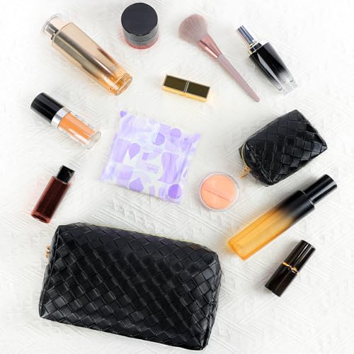 2 Pack Small Makeup Bags, Large Cosmetics Bag for Purse with Ring Buckle, Portable Small Travel Organizer Makeup Pouch for Daily Use (Black) - color: Black-2 Pack