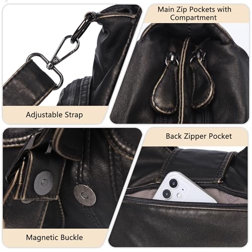 Angel Kiss Hobo Bags for Women Vegan Leather Shoulder Purses and Handbags Ladies Roomy Tote Bags Purse with Crossbody Strap - color: Bronze