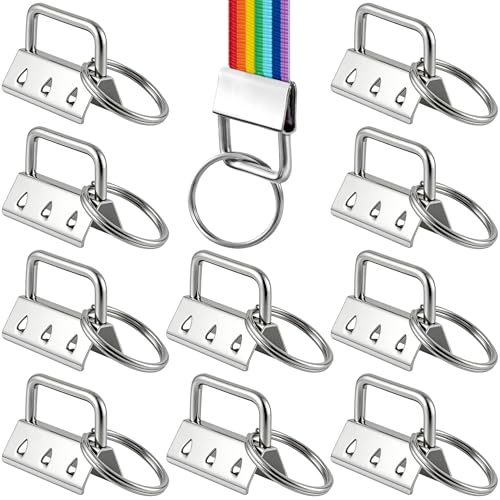 HINZIC 10 Sets Key Fob Hardware with Split Rings, 1.28 Inch, Silver | Iron Made, Key Fob Wristlet Keychain Hardware, for DIY Keychains, Lanyards, Bags, Pliers Install