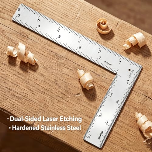 4 * 6 inch L Shaped Ruler Mini Measuring Tool, Ruler with Stainless Steel High Precision Edge for Woodworking, Tiling, and Engineering Drawing (4 * 6 inch) - size: 4*6 inch