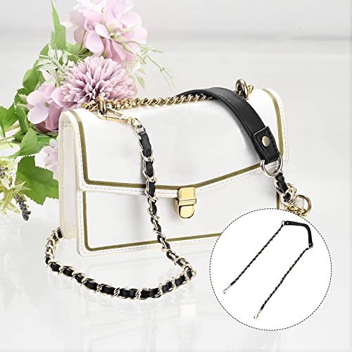 UXCell Leather Iron Flat Chain Strap Handbag Handles, Black Gold Chain - color: Black, Gold, size: 47"