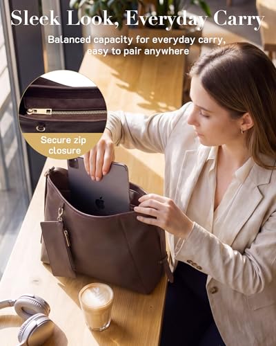 Missnine Hobo Bag for Women PU Leather Purses, Multi-pocket Crossbody Handbags with Zipper,Shoulder Bags Tote Purse - color: Coffee