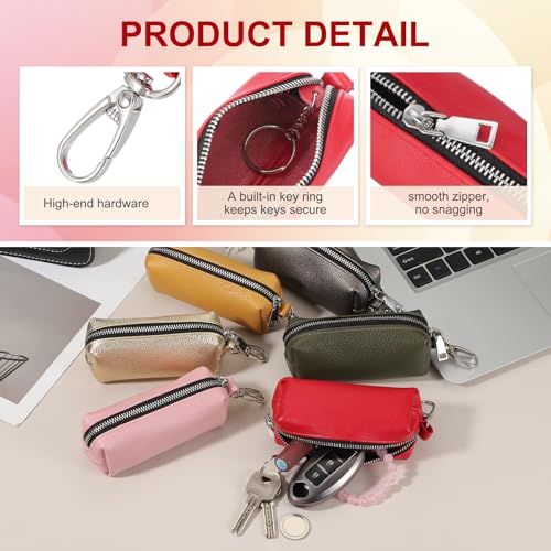 uxcell Leather Coin Purse, Leather Car Key Holder Bag Hand-held Change Purse Keychain Pouch Small Coin Pouch with Key Ring for Women and Men, Blue - color: Blue