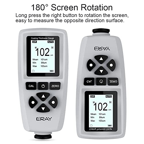 ERAY Mil Thickness Gauge, Coating Thickness Gauges with Backlight LCD Display | Paint Depth Gauge Meter for Car Automotive, Limit Alarm/Data Storage/Export Data/PC Software Analysis (Grey) - color: Grey