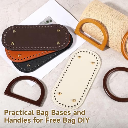 Toyosport 12 Pcs Wooden Purse Handles for Bag Making with Bag Bases Set | Handcrafted Bag Bottoms with 52 Holes, Wooden Bag Handles for Purses and Tote Bags, Quality and Versatile
