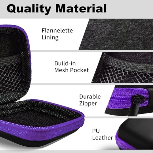 2Pack Square Earbud Case Portable EVA Carrying Case Storage Bag Cell Phone Accessories Organizer with Carabiner for Earphone, Earbud, Earpieces, SD Memory Card, Camera Chips-Purple/Green - color: A3-Purple/Green