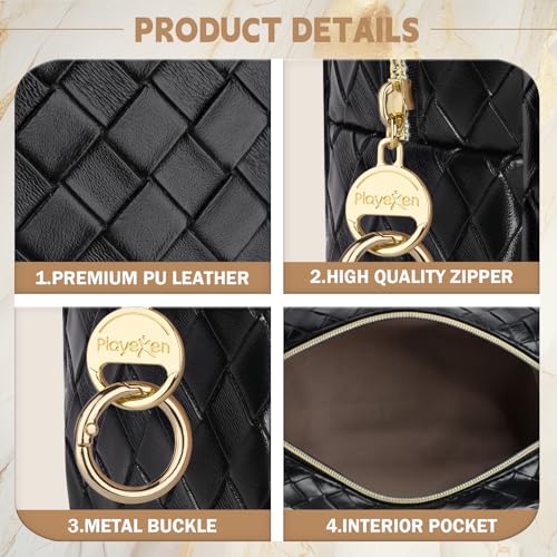 2 Pack Small Makeup Bags, Large Cosmetics Bag for Purse with Ring Buckle, Portable Small Travel Organizer Makeup Pouch for Daily Use (Black) - color: Black-2 Pack