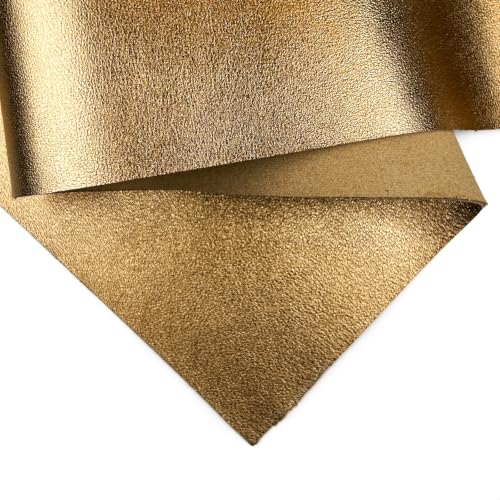 Real Dark Gold Metallic Leather: Genuine Shiny Leather with Metallic Top for Sewing, Crafting and Jewelry Making (Dark Gold, 12x18In/ 30x45cm) - color: Dark Gold, size: 12x18In/ 30x45cm