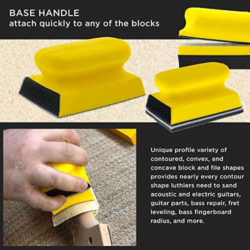 Dura-Gold Luthier Acoustic Guitar Master Woodworker Hand Sanding Block Set with 40 Sheet Hook & Loop Sandpaper Kit - Music Radius Repair Tools, Convex & Concave Profile Shapes, File Sticks - Sand Wood - size: 10-Piece