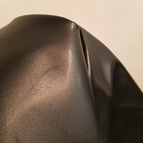 NAT Leathers | Black Soft Faux Vegan Leather PU (Peta Approved Vegan) | 1 Yard (36 inch Length x 54 inch Wide) Cut by the Yard | Synthetic Pleather Nappa 0.9 mm Smooth Upholstery | 36"x54" - color: Black, size: 1 yard (36"x54")