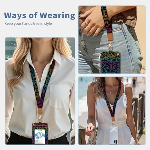 Dog Paw Lanyard Wallet with Id Badge Holder Keychain Card Women - color: Dog Paw