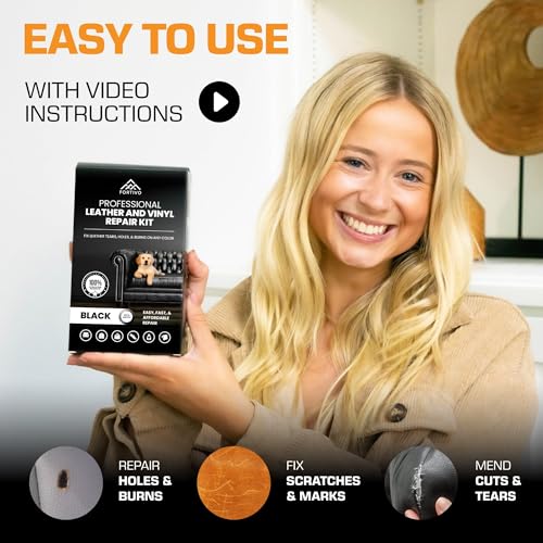 Professional Black Leather Repair Kit for Furniture, Couches, Boots, and Purses, Scratch Repair and Car Leather Restoration, All-Inclusive Vinyl Repair Kit, Quick and Easy to Use - color: Black