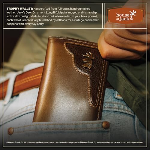 House of Jack Co. Deer Ornament Long Bifold Rodeo Wallet, Hunting Wallet