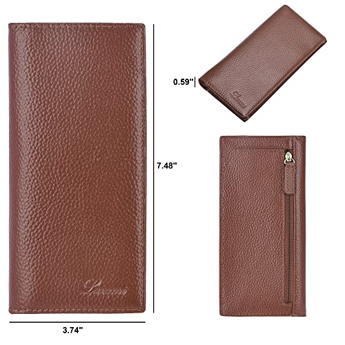 Ultra Slim Thin Leather Women Wallet RFID Blocking Credit Card Holder Bifold Long Ladies Billfold - color: 2- Coffee