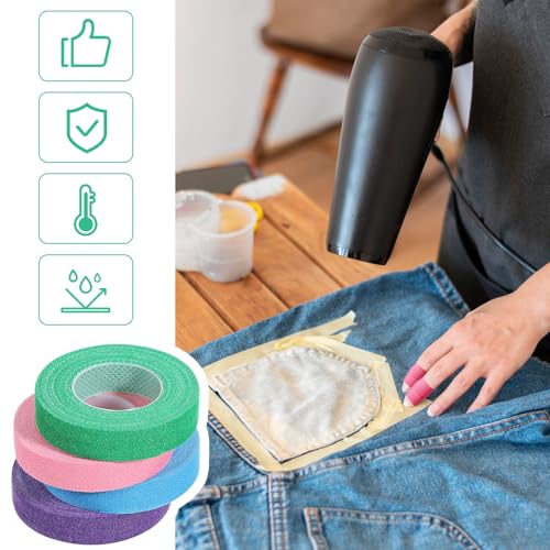 Apojgitn 4PCS Thimble Tape - Adjustable Finger Protectors for Sewing, Hand Embroidery Quilting - Fabric Thimbles for Hand Sewing & Needle Puller, Moda Neon Notions & Supplies