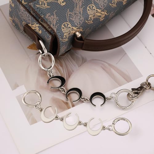 Anbys Silver Purse Extender Chain Bag Extender Chain Purse Strap Extender Bag Chain Charms(Moon White/Black) - color: Silver Moon(Black/White)