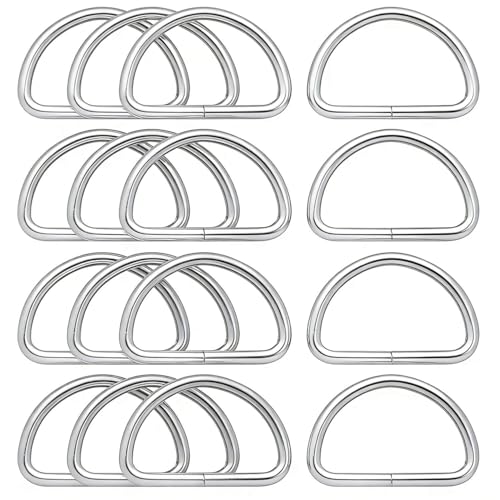 1.5" Metal D-Rings, D-Shaped Buckles for DIY Craft, Bag Strap & Purse Repair - color: Silver X 16 Pcs