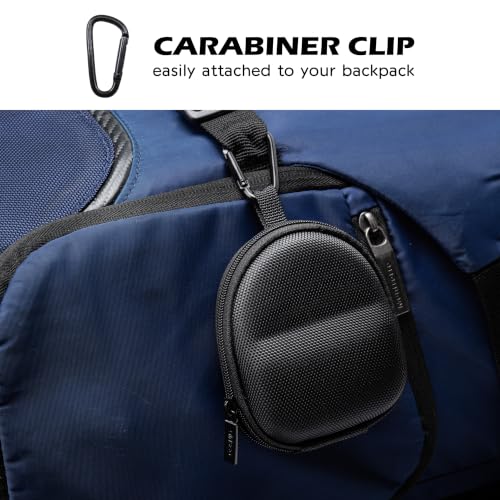 Ginsco 2026 Hard Shell Earbuds Case for Wired/Wireless Earphone, Portable Travel Tech Cable Cord Organizer, Backpack-Style Storage Pouch with Carabiner for Apple EarPods - color: Matte Black, size: Standard