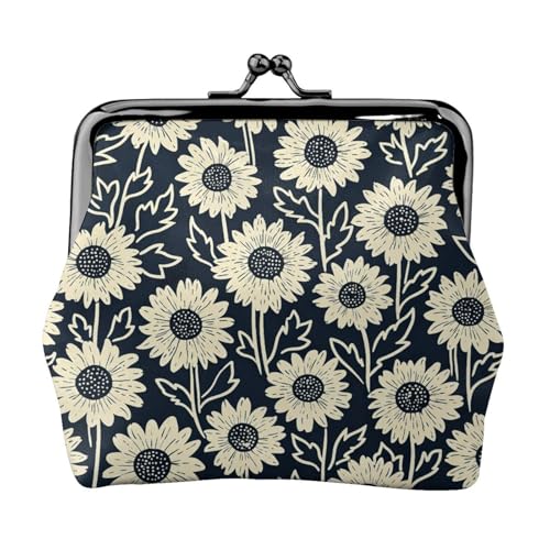 Kiss-lock Coin Purse for Women Change Purses Cute Small Coin Pouch Tiny Coin Wallet (Cute Floral Sunflower) - color: Cute Floral Sunflower