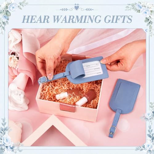Hillban 50Pcs Leather Luggage Tags for Suitcase,Wedding Favors - color: Light Blue